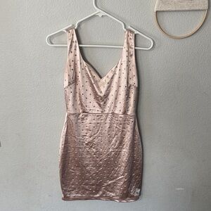 Elegant Cream/Pink Sleeveless Sparkle Dress